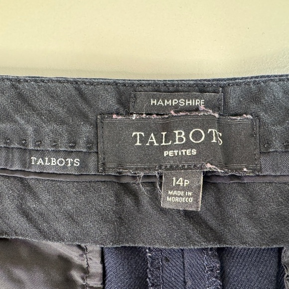 Talbots Hampshire Ankle Navy with black velour polkadot pattern women’s 14 P - Picture 6 of 13